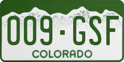 CO license plate 009GSF