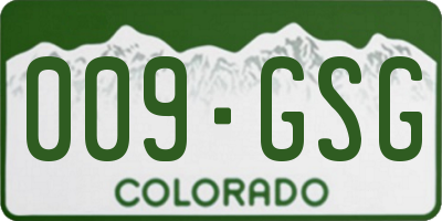 CO license plate 009GSG
