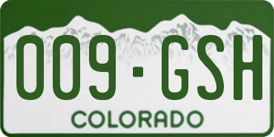 CO license plate 009GSH
