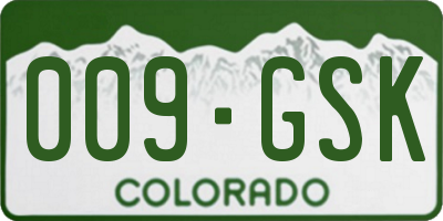 CO license plate 009GSK