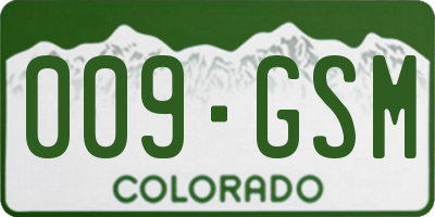CO license plate 009GSM