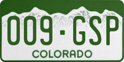 CO license plate 009GSP