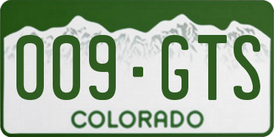 CO license plate 009GTS
