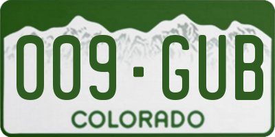 CO license plate 009GUB