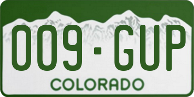 CO license plate 009GUP