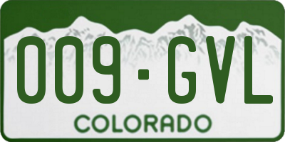 CO license plate 009GVL