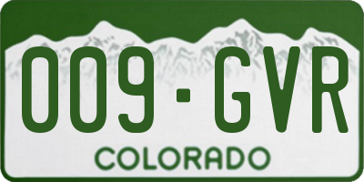 CO license plate 009GVR