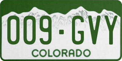 CO license plate 009GVY