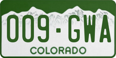 CO license plate 009GWA