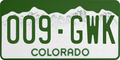 CO license plate 009GWK