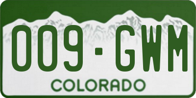 CO license plate 009GWM