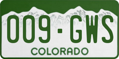 CO license plate 009GWS