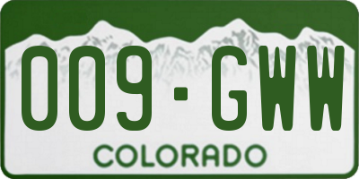 CO license plate 009GWW