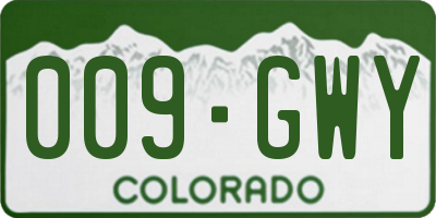 CO license plate 009GWY