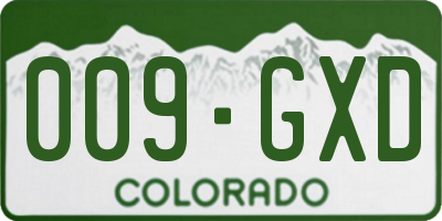 CO license plate 009GXD