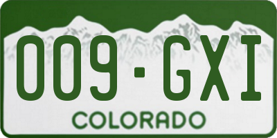 CO license plate 009GXI