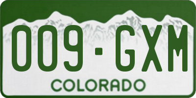 CO license plate 009GXM