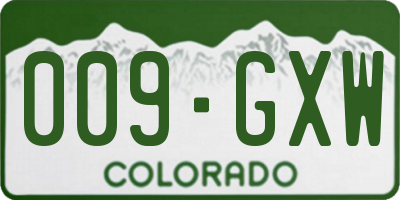 CO license plate 009GXW