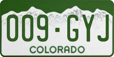 CO license plate 009GYJ