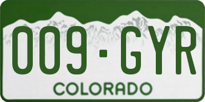 CO license plate 009GYR