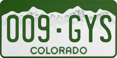 CO license plate 009GYS