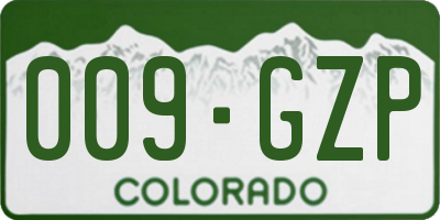 CO license plate 009GZP