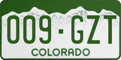 CO license plate 009GZT