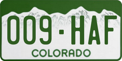CO license plate 009HAF