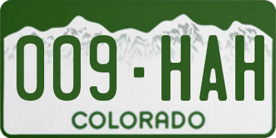 CO license plate 009HAH