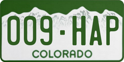 CO license plate 009HAP