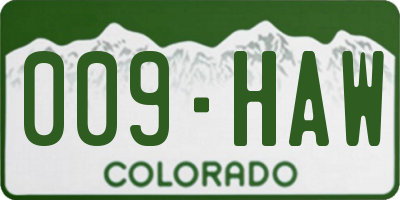 CO license plate 009HAW