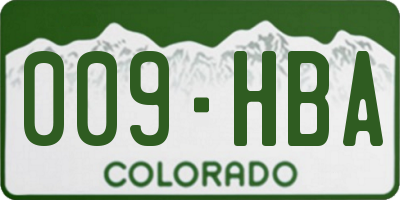 CO license plate 009HBA