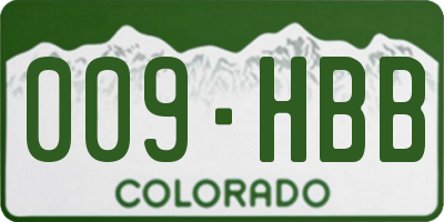 CO license plate 009HBB