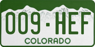 CO license plate 009HEF