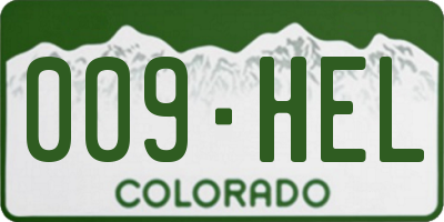 CO license plate 009HEL