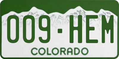 CO license plate 009HEM