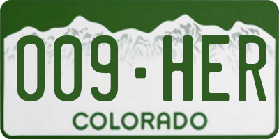 CO license plate 009HER