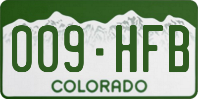 CO license plate 009HFB