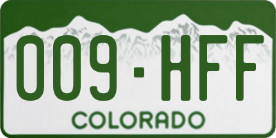 CO license plate 009HFF