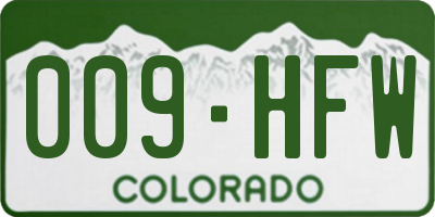 CO license plate 009HFW