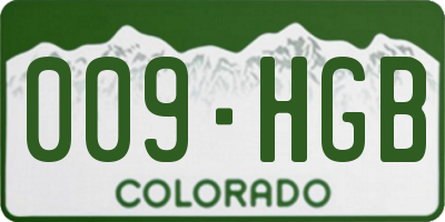 CO license plate 009HGB