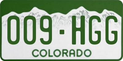 CO license plate 009HGG