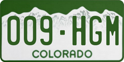 CO license plate 009HGM