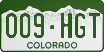 CO license plate 009HGT