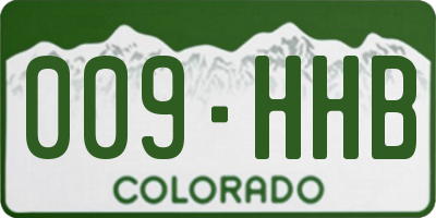 CO license plate 009HHB