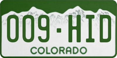 CO license plate 009HID