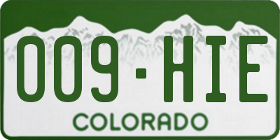 CO license plate 009HIE