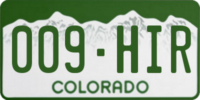 CO license plate 009HIR