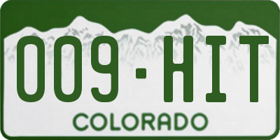 CO license plate 009HIT