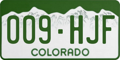 CO license plate 009HJF